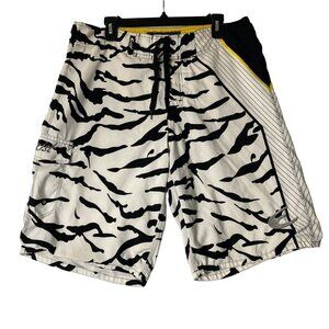 EXIST Men Size Large Animal Print Line Swim Trunks Board Shorts Bottle Opener